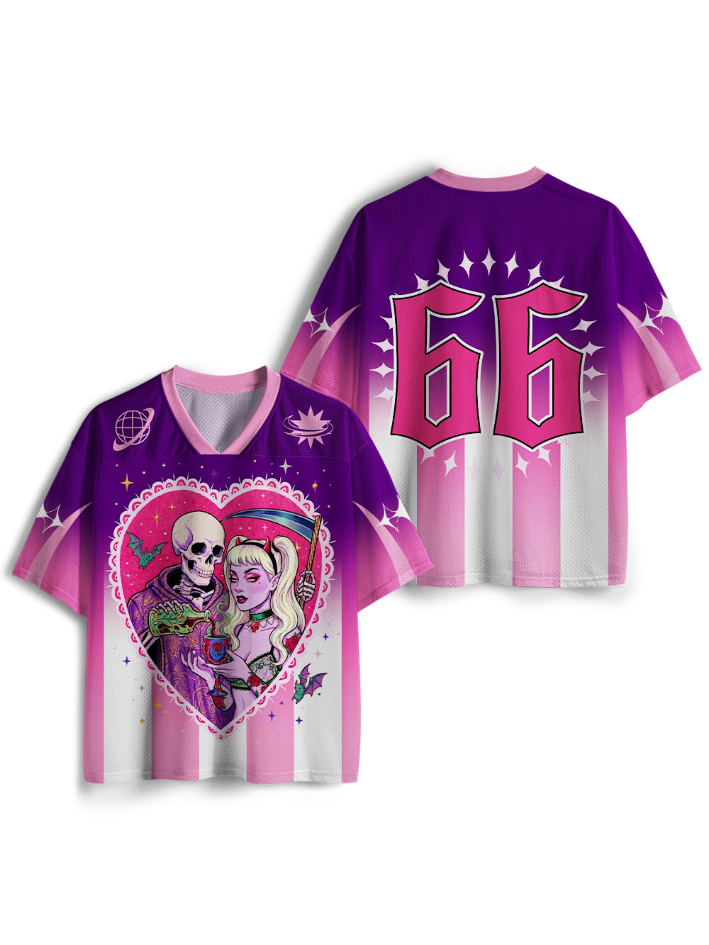 PINK GOTHIC SKELETON LOVERS MESH JERSEY