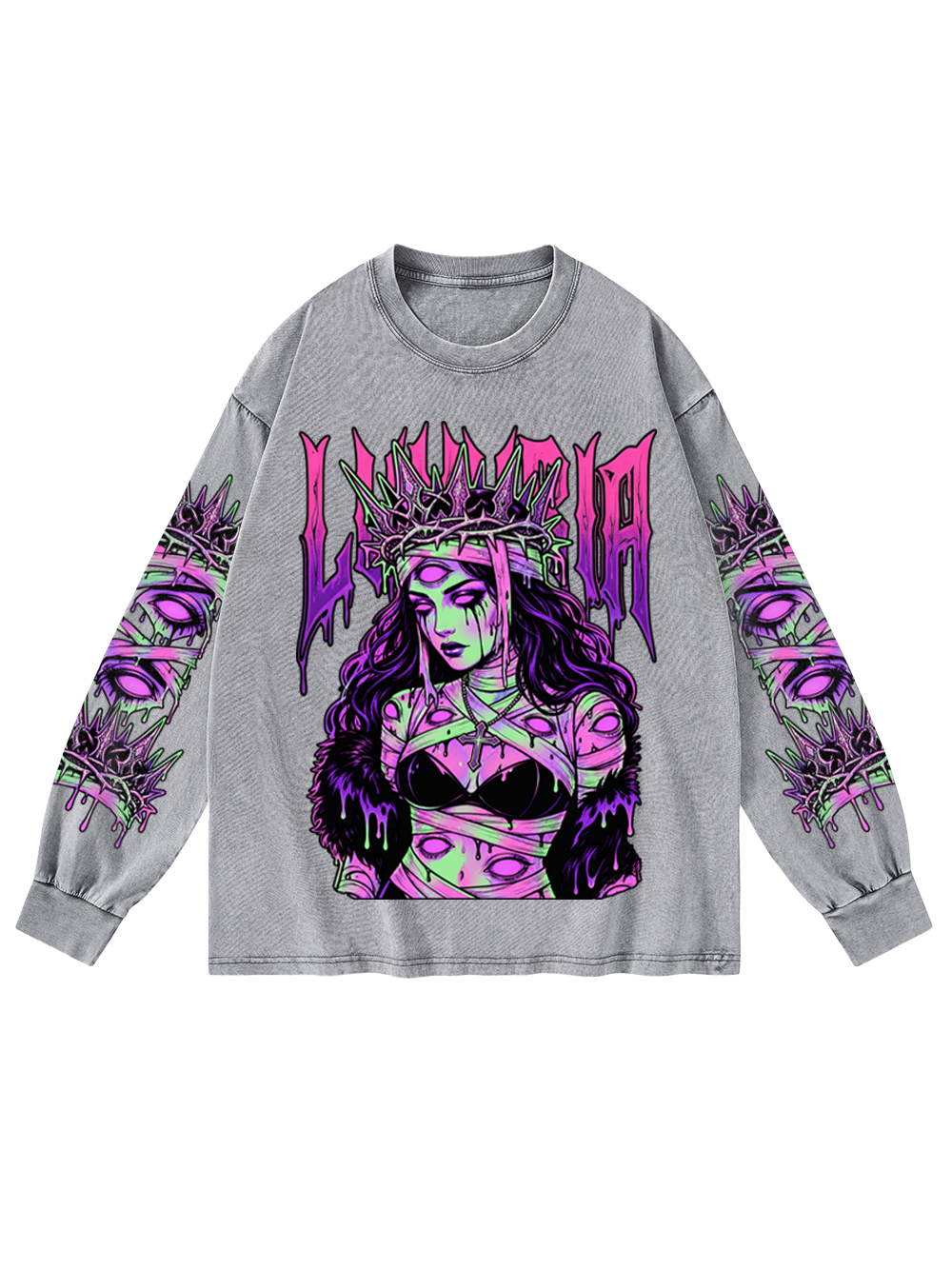 LUXURIA DARK WASHED LONG-SLEEVE GRAPHIC TSHIRT