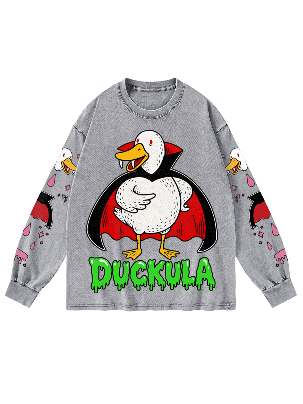 VAMPIRE DUCK WASHED LONG-SLEEVE GRAPHIC TSHIRT