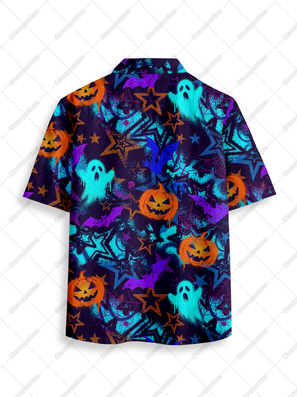 SPOOKY PUMPKIN BUTTON UP POCKET SHIRT