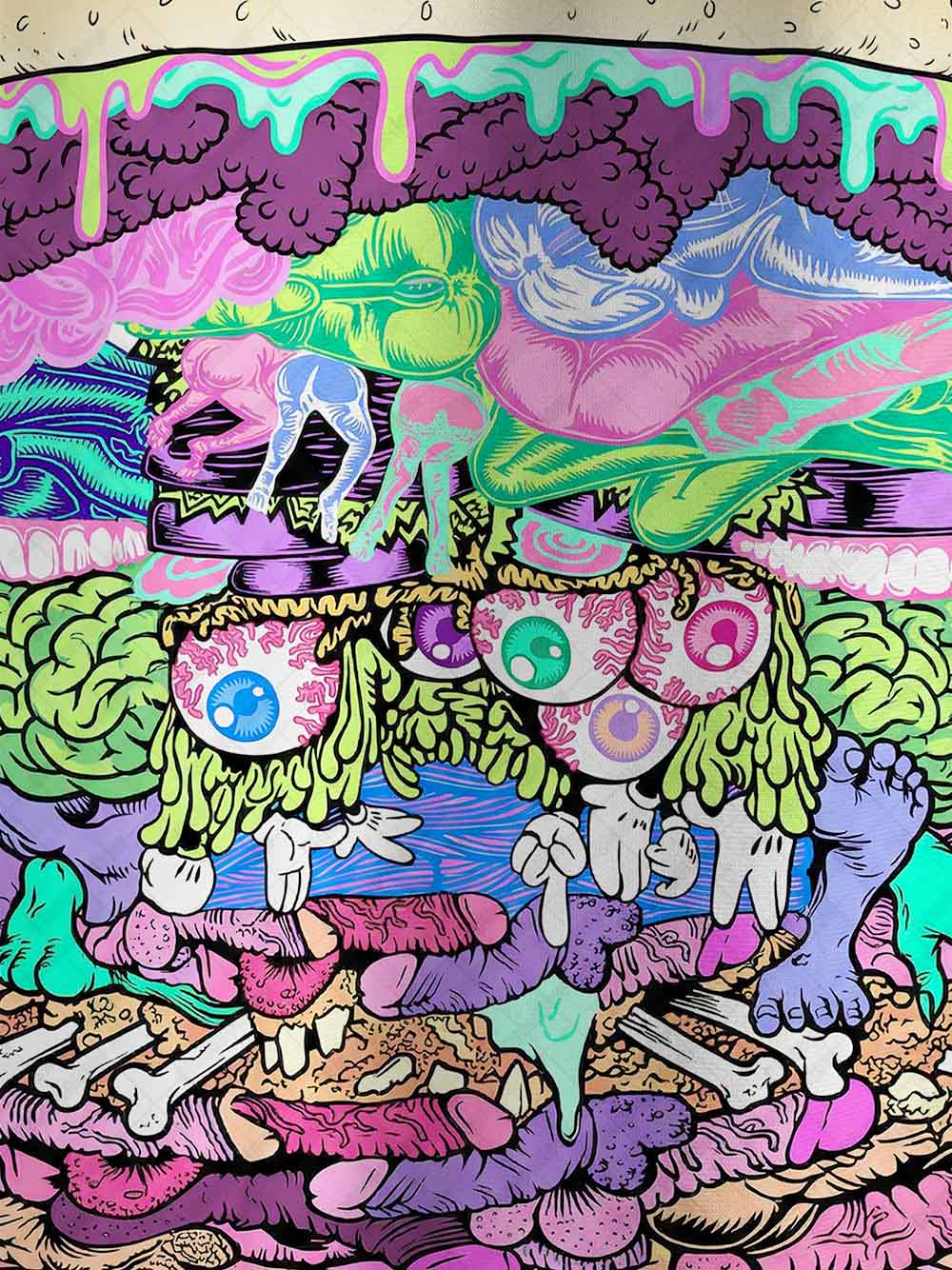 Brain Melt Burger Eco Oversized Graphic Tees