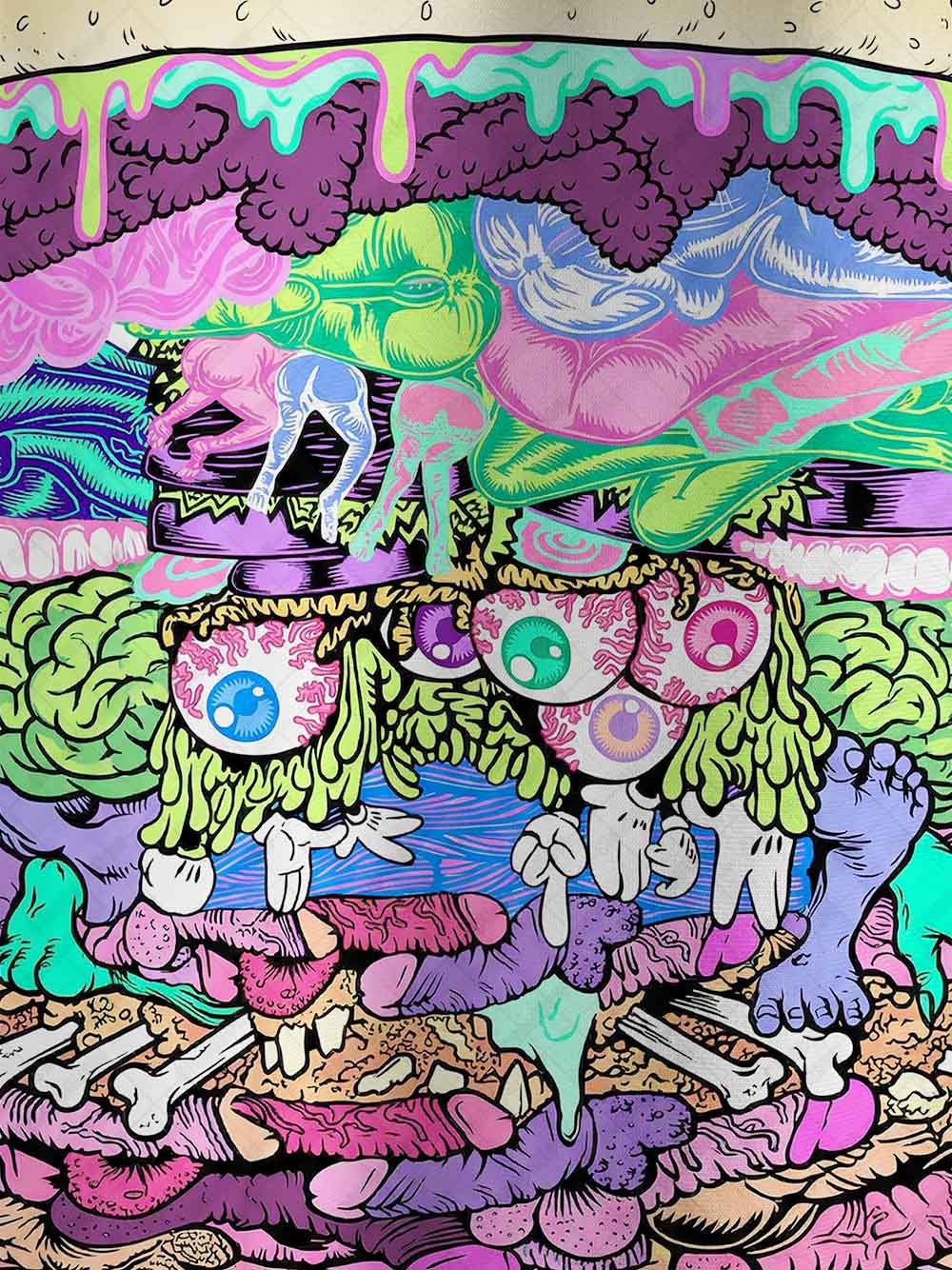 Brain Melt Burger Eco Oversized Graphic Tees