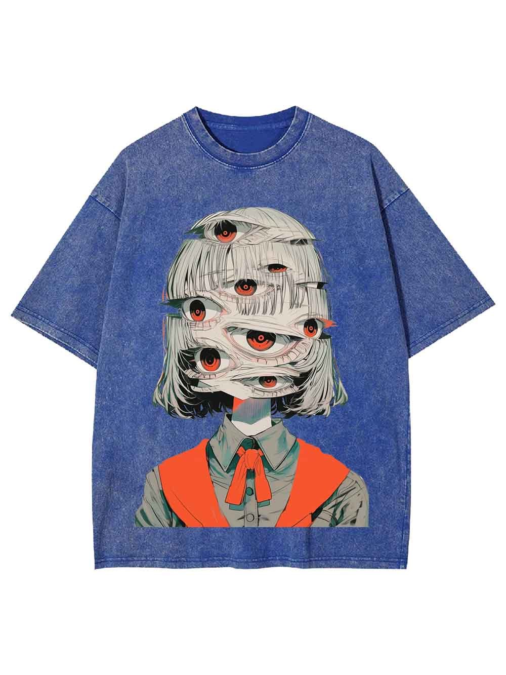 Girl with Multiple Eyes Washed Tshirt