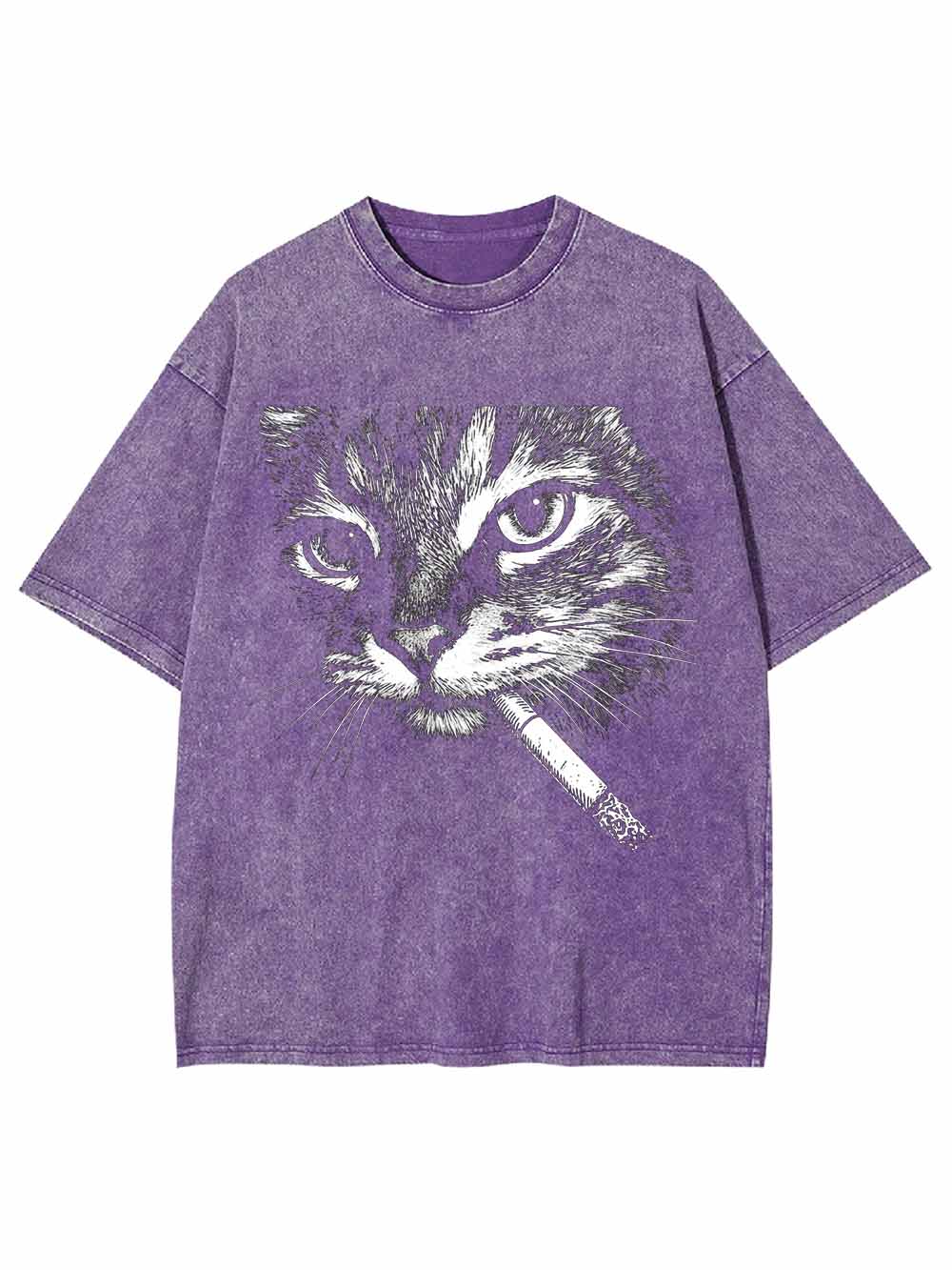 Cat With Cigarette Washed Tshirt