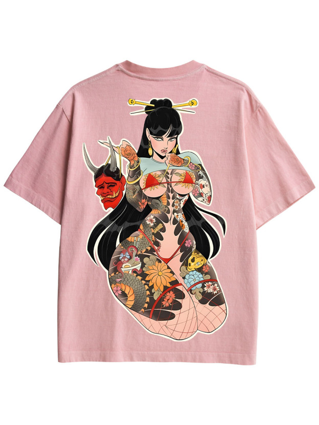 TATTOOED MYSTIQUE DOUBLE SIDED PRINT WASHED TSHIRT