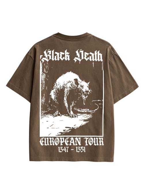 Black Death Double Sided Print Washed TShirt