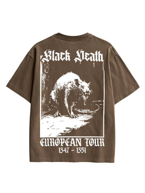 Black Death Double Sided Print Washed TShirt