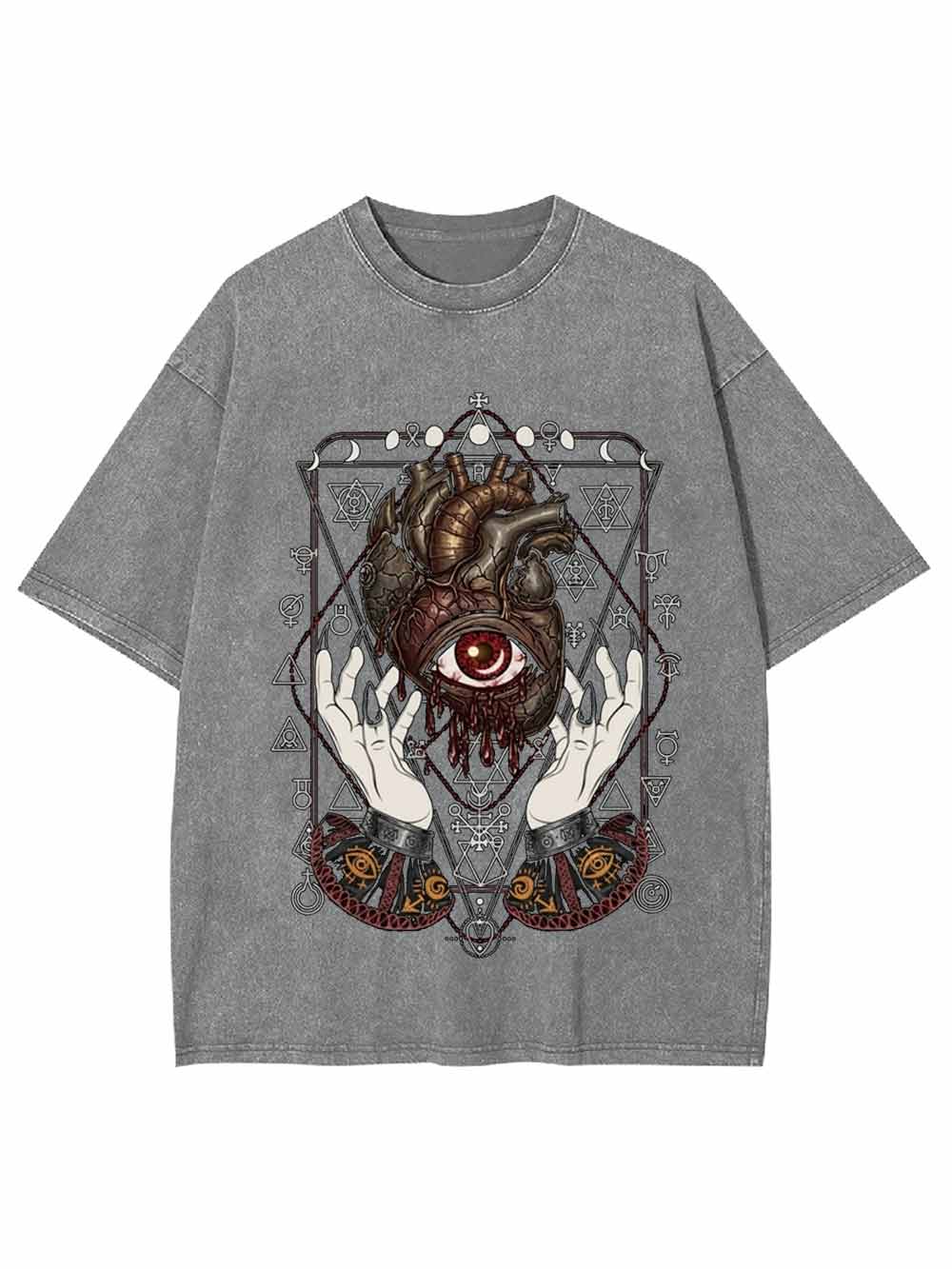 Anatomical Eyes Heart Art Print Washed Tshirt