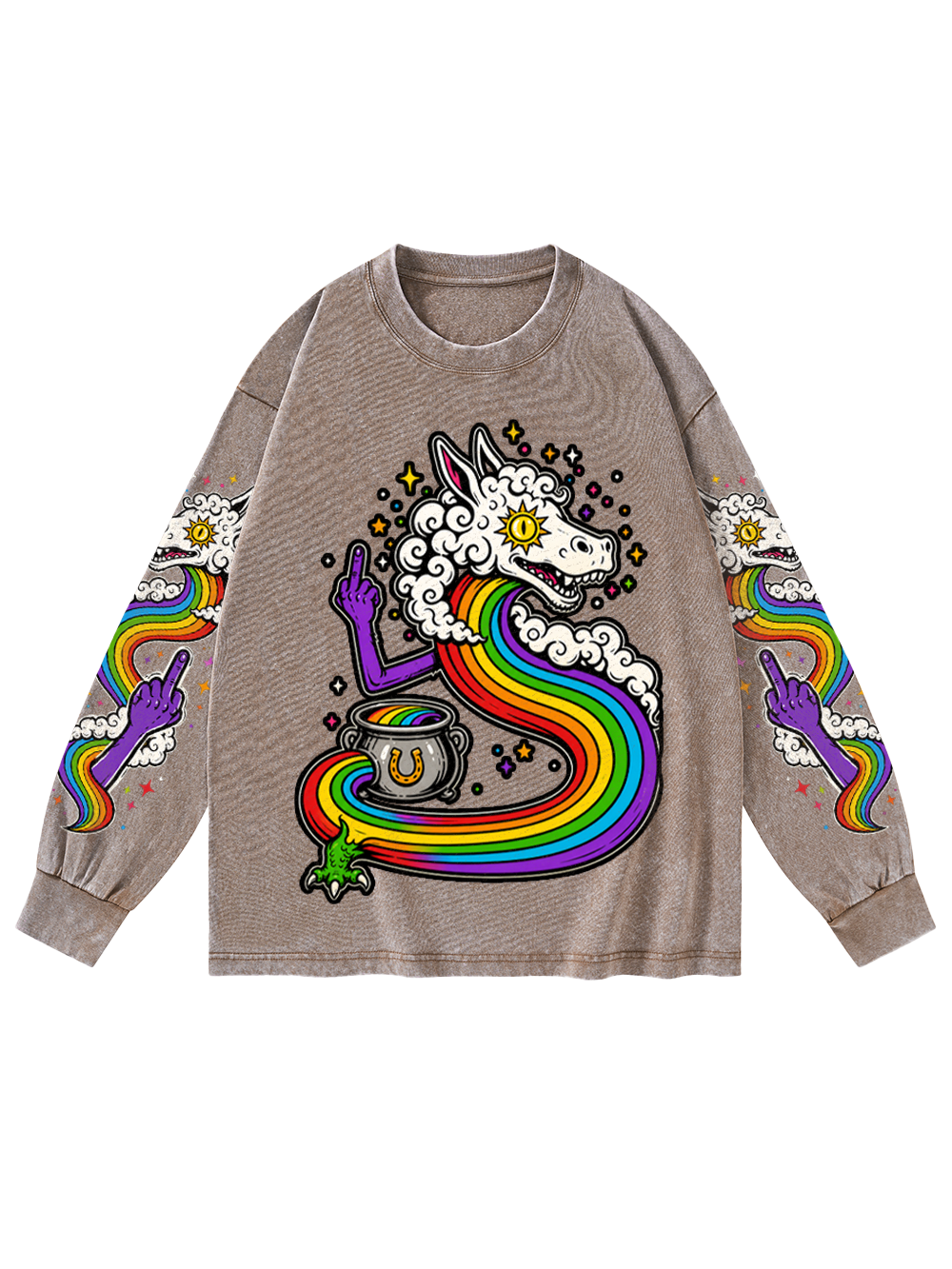 CLOUD MONSTER WASHED LONG-SLEEVE GRAPHIC TSHIRT