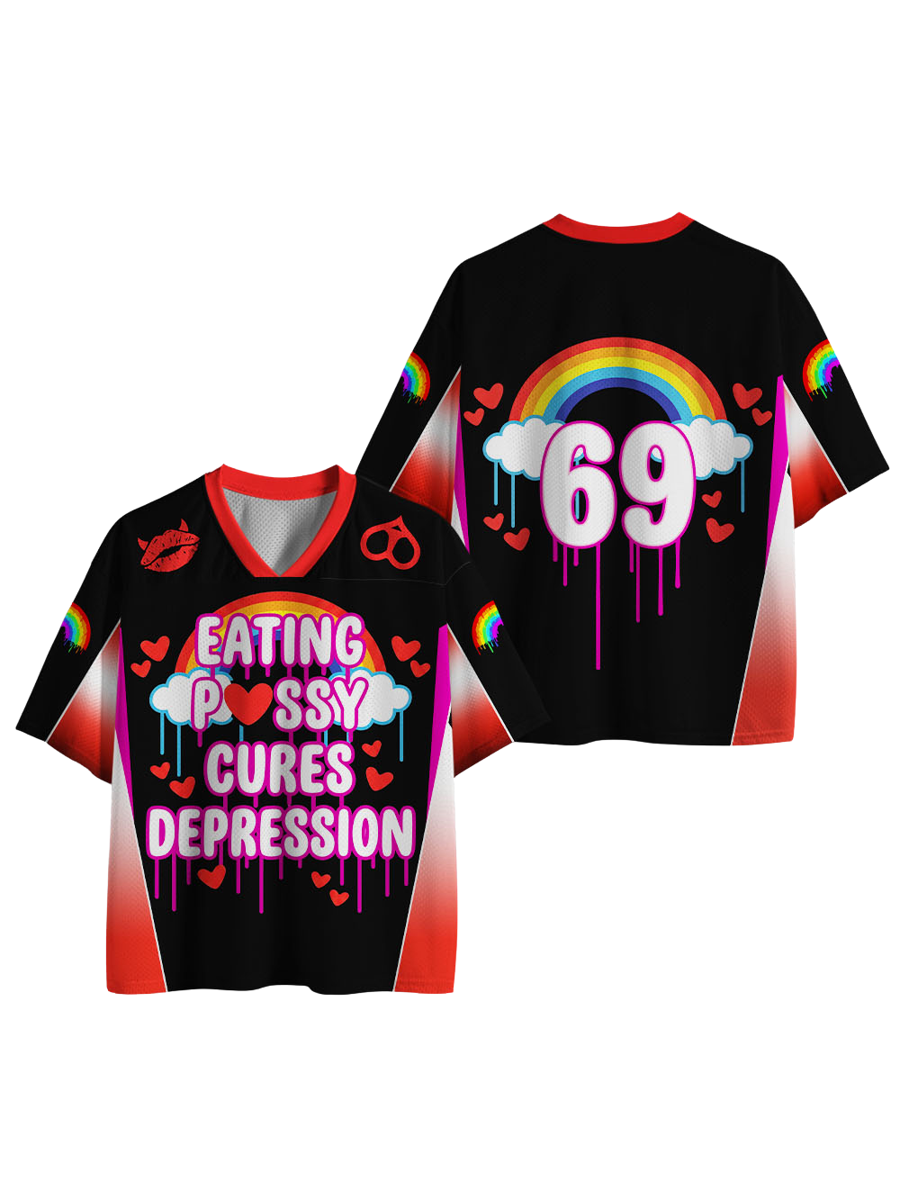 RAINBOW HEART MESH JERSEY