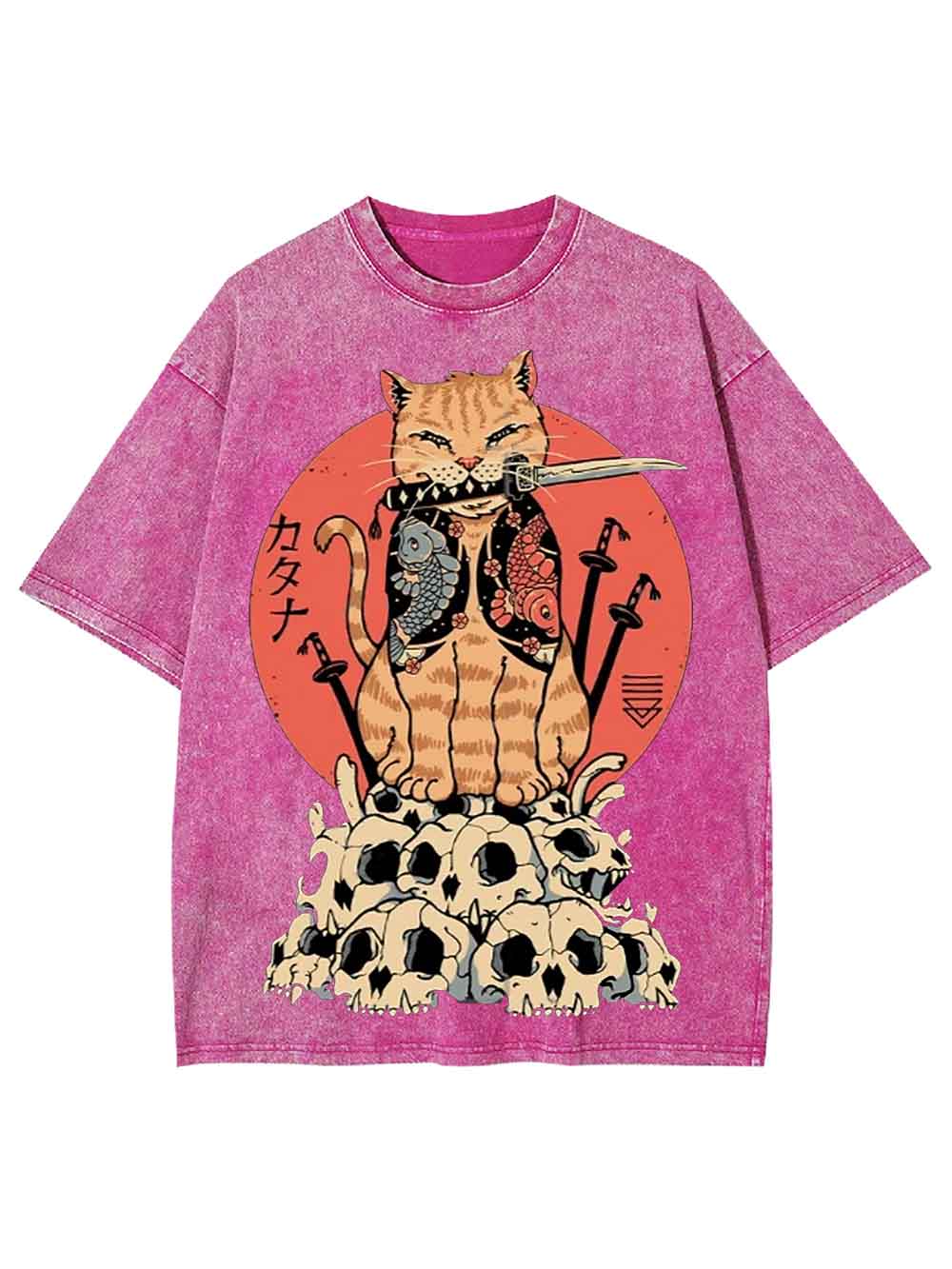 Samurai Cat Washed Tshirt