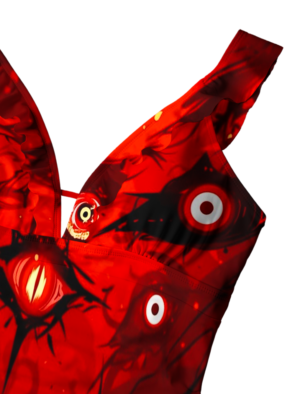CRIMSON EYE V-NECK ONE PIECE SWIMSUIT