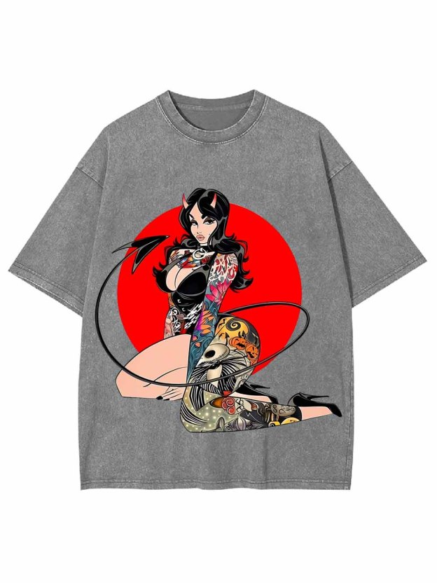 CHIBI DEMON GIRL WASHED TSHIRT