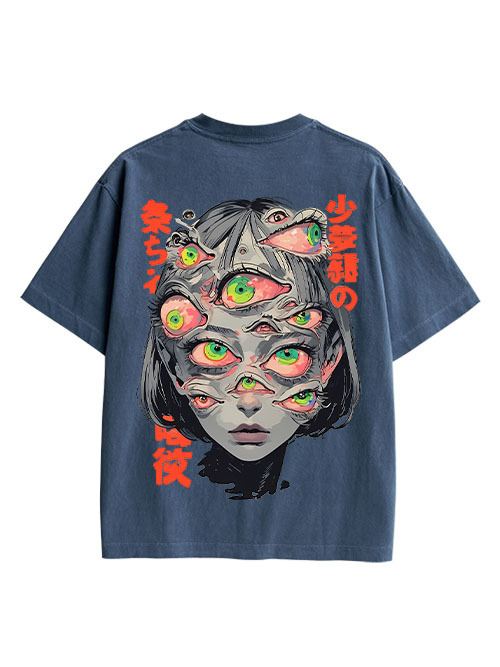 THOUSAND EYED FANTASY DOUBLE SIDED PRINT WASHED TSHIRT
