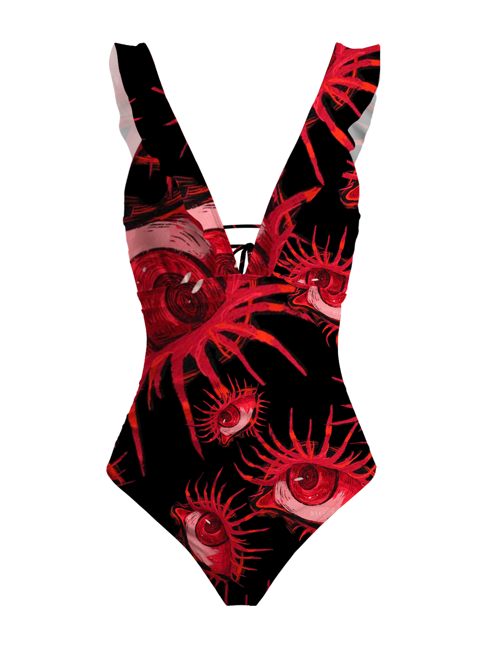 BLOOD EYES V-NECK ONE PIECE SWIMSUIT