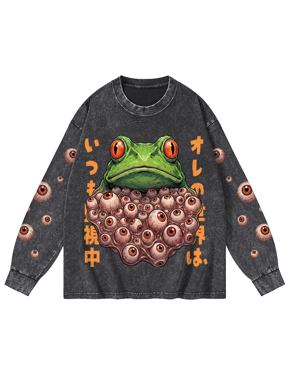 EYEBALL FROG WASHED LONG-SLEEVE GRAPHIC TSHIRT
