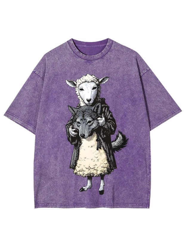 Sheep Wolf Mask Washed Tshirt
