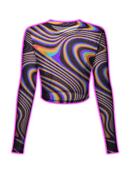 Neon Wave Illusion Mesh Top