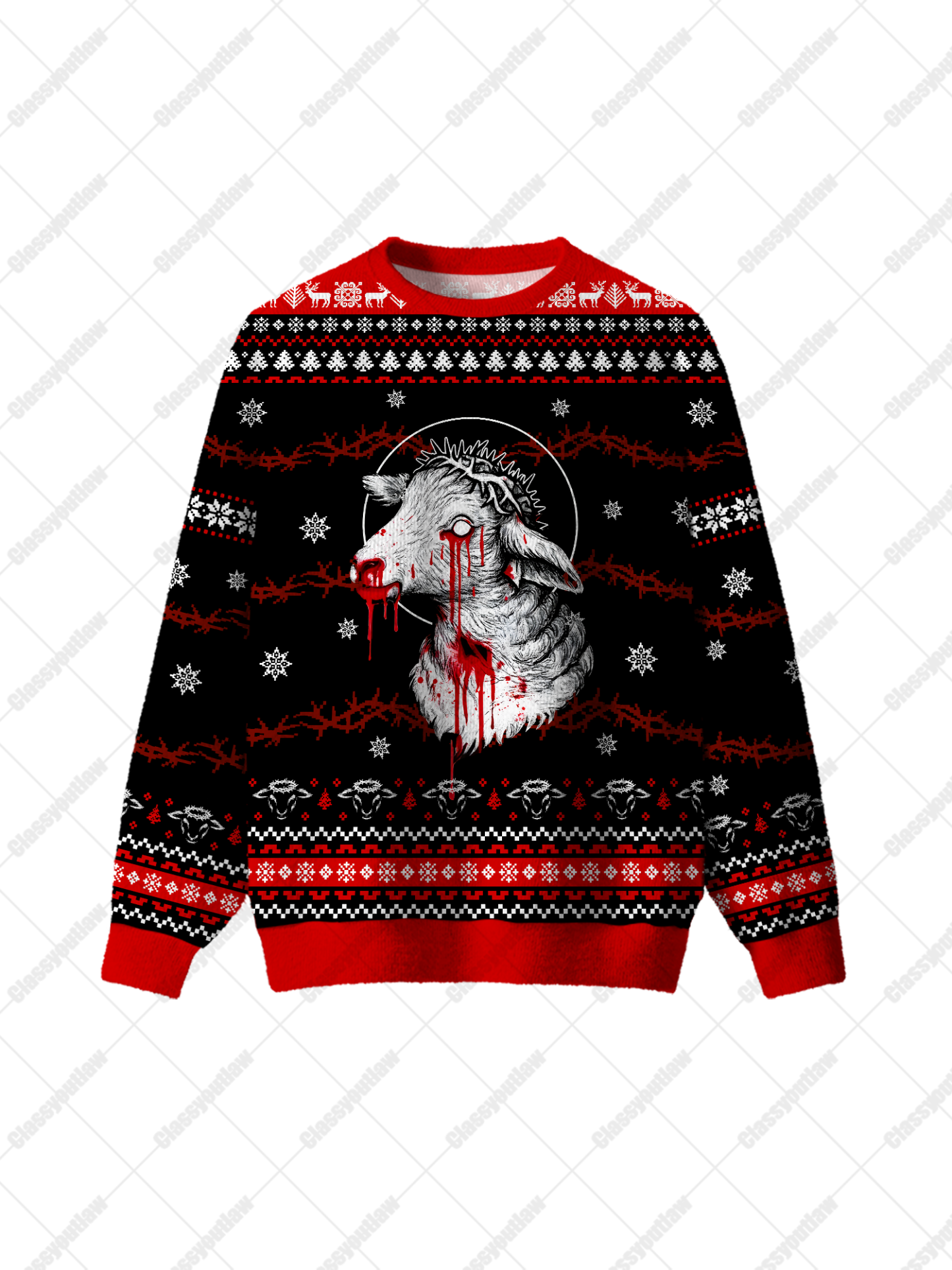 Bloody Lamb UGLY CHRISTMAS SWEATSHIRT-ClassyOutlaw Sale