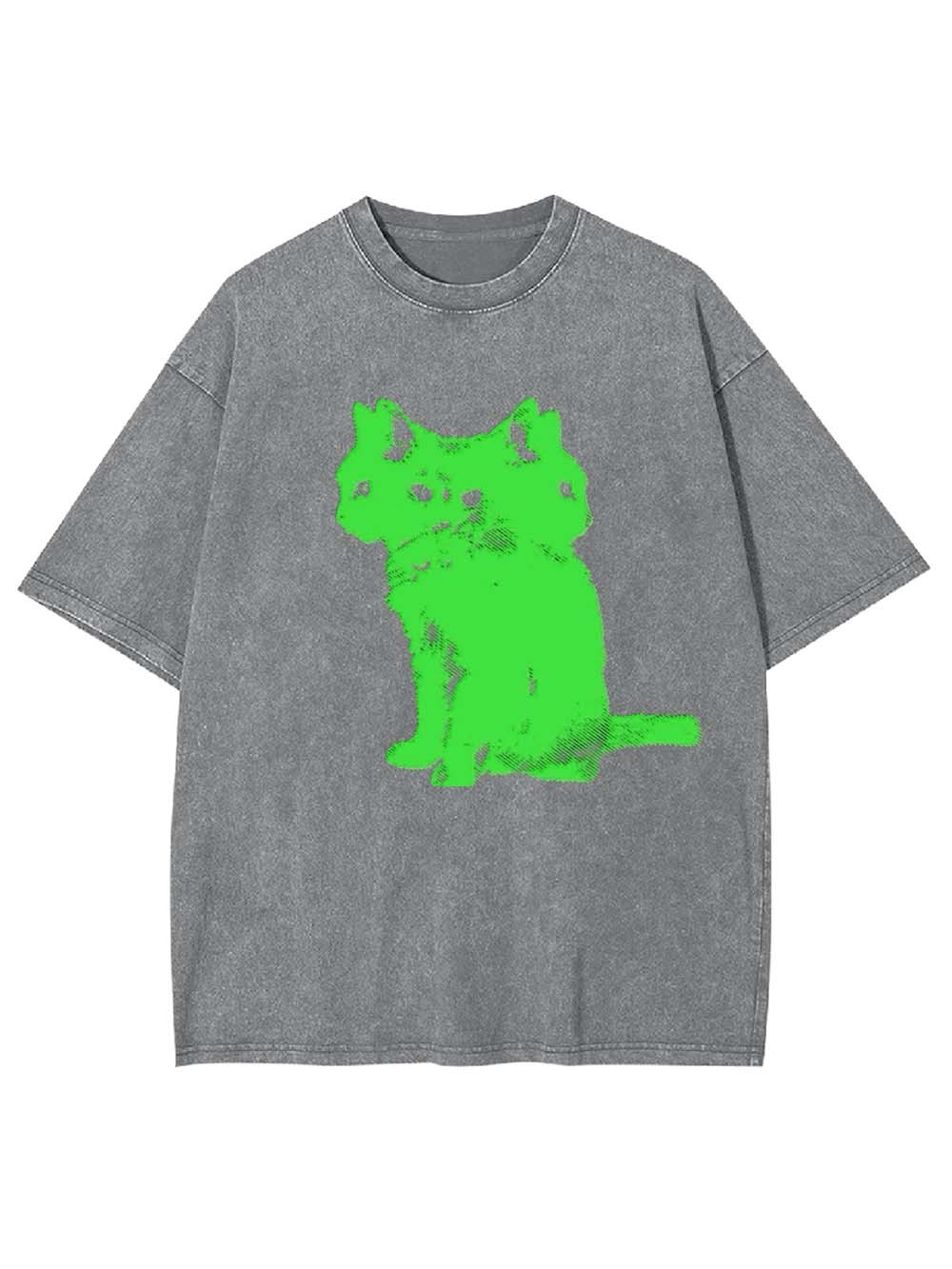 Three Headed Cat Washed Tshirt