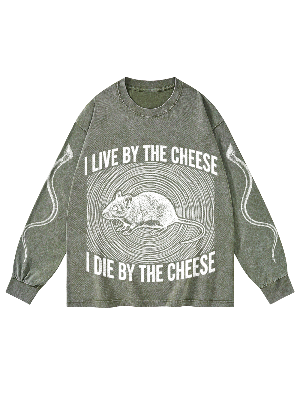 CHEESE RAT WASHED LONG-SLEEVE GRAPHIC TSHIRT