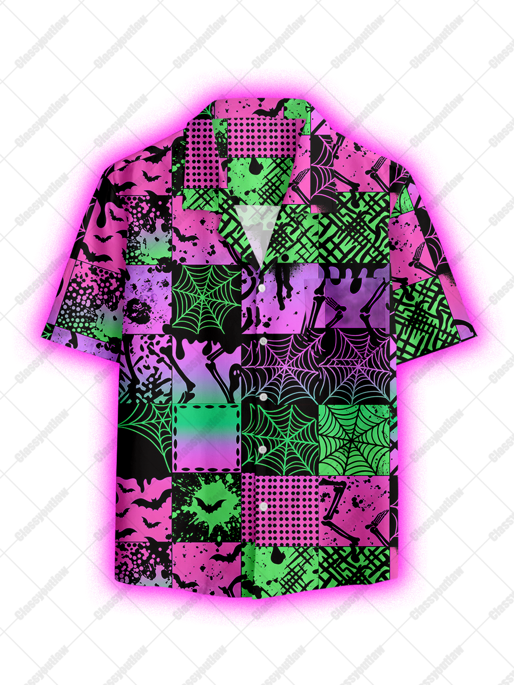 SPIDER PATCHWORK BUTTON UP POCKET SHIRT