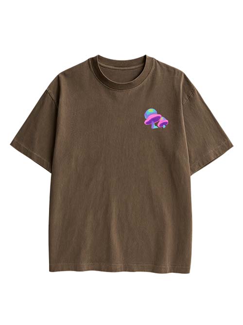 Mushroom Double Sided Print Washed TShirt
