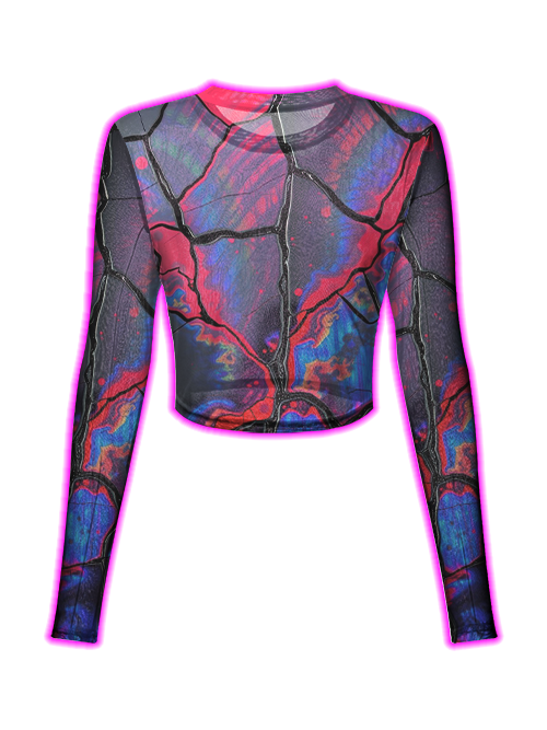 Cracked Neon Mirage Mesh Top