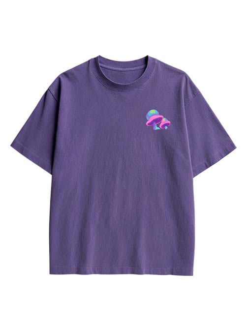 Mushroom Double Sided Print Washed TShirt