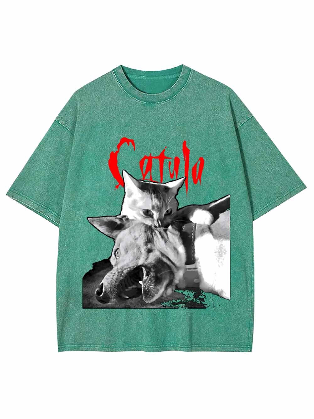 CAT AND WOLF  COMBAT WASHED TSHIRT