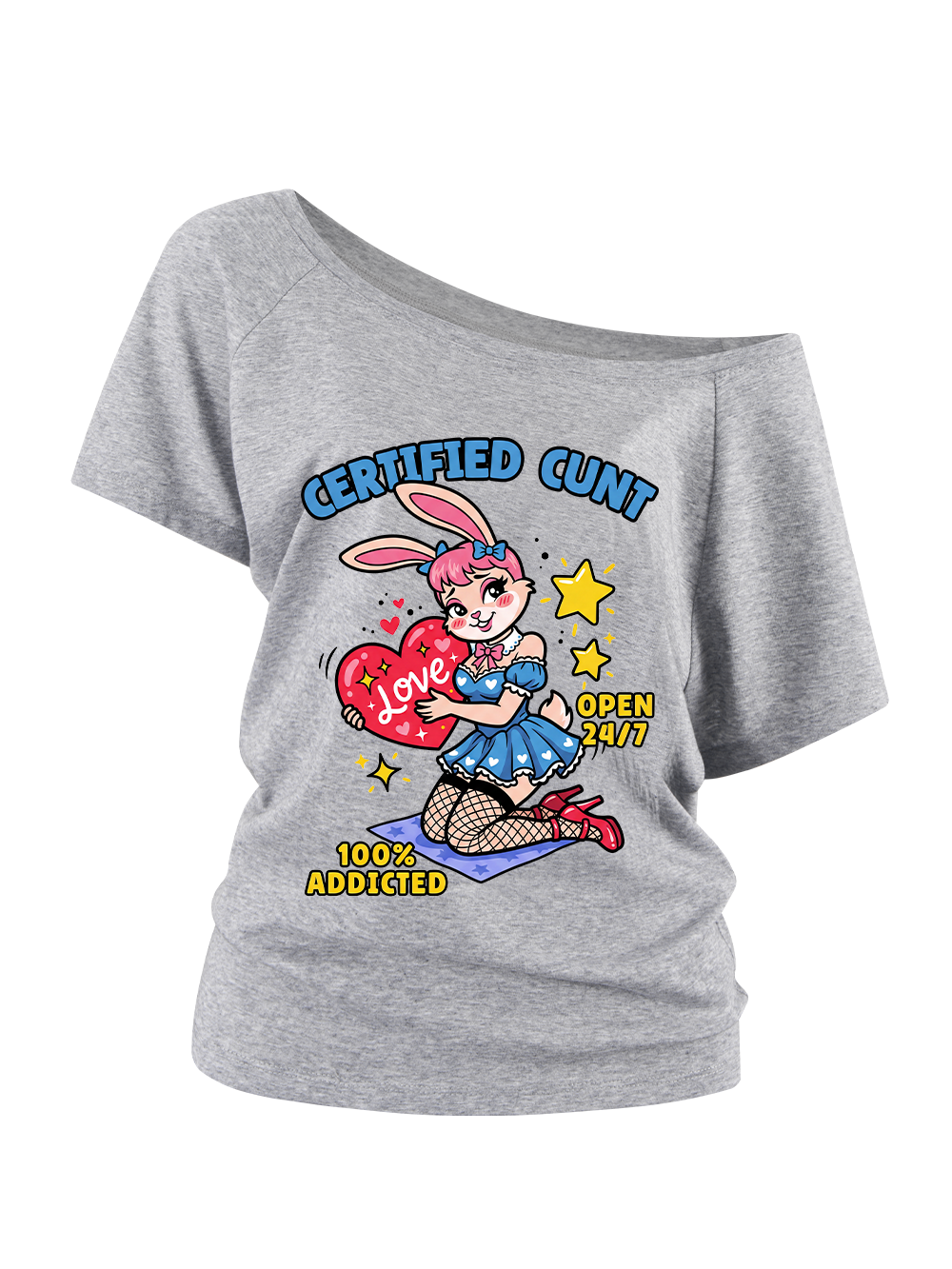 CERTIFIED CUNT OFF SHOULDER TSHIRT