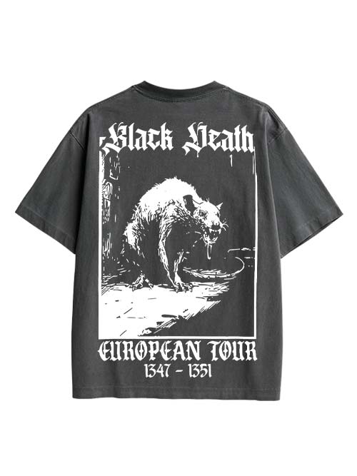 Black Death Double Sided Print Washed TShirt