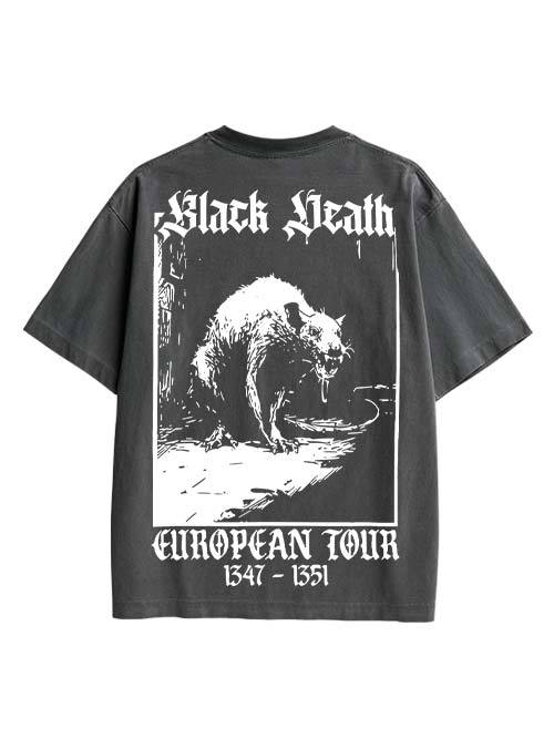 Black Death Double Sided Print Washed TShirt