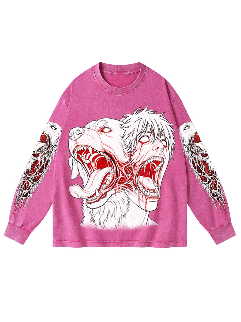 BLOOD SCREAM WASHED LONG-SLEEVE GRAPHIC TSHIRT
