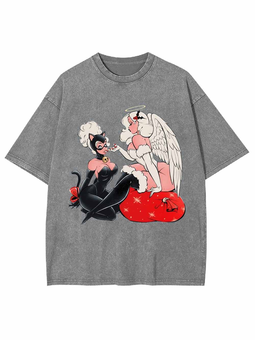 Catwoman And Angel Washed Tshirt