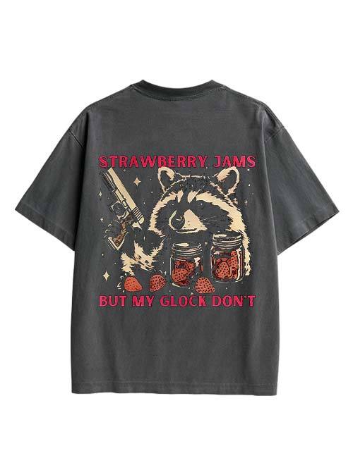 Strawberry Jams But My Glock Don't Double Sided Print Washed TShirt