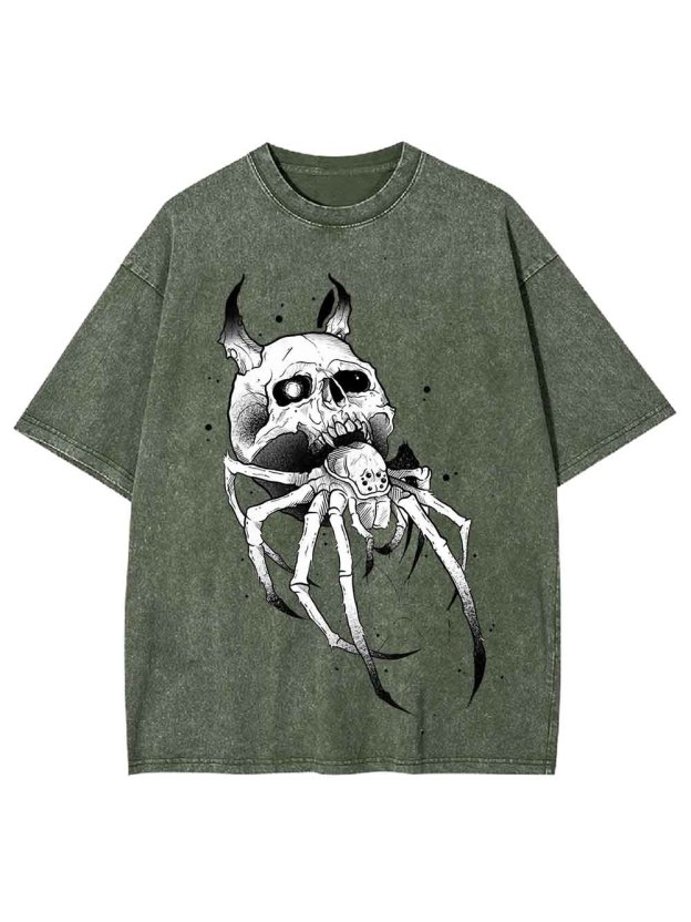 Skull-Spider Hybrid Washed Tshirt