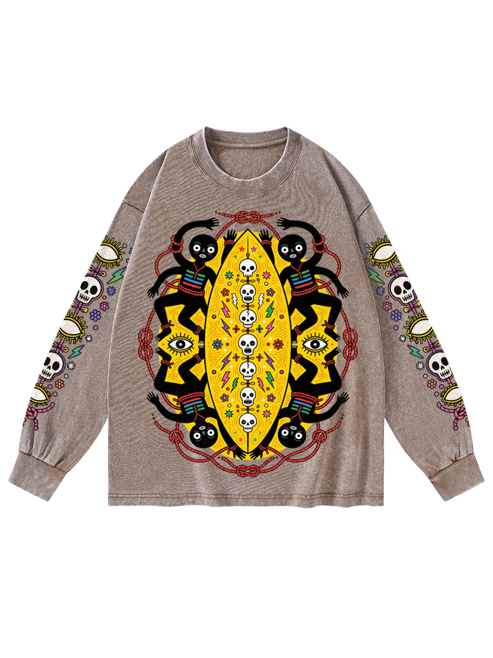 VOODOO RITUAL WASHED LONG-SLEEVE GRAPHIC TSHIRT