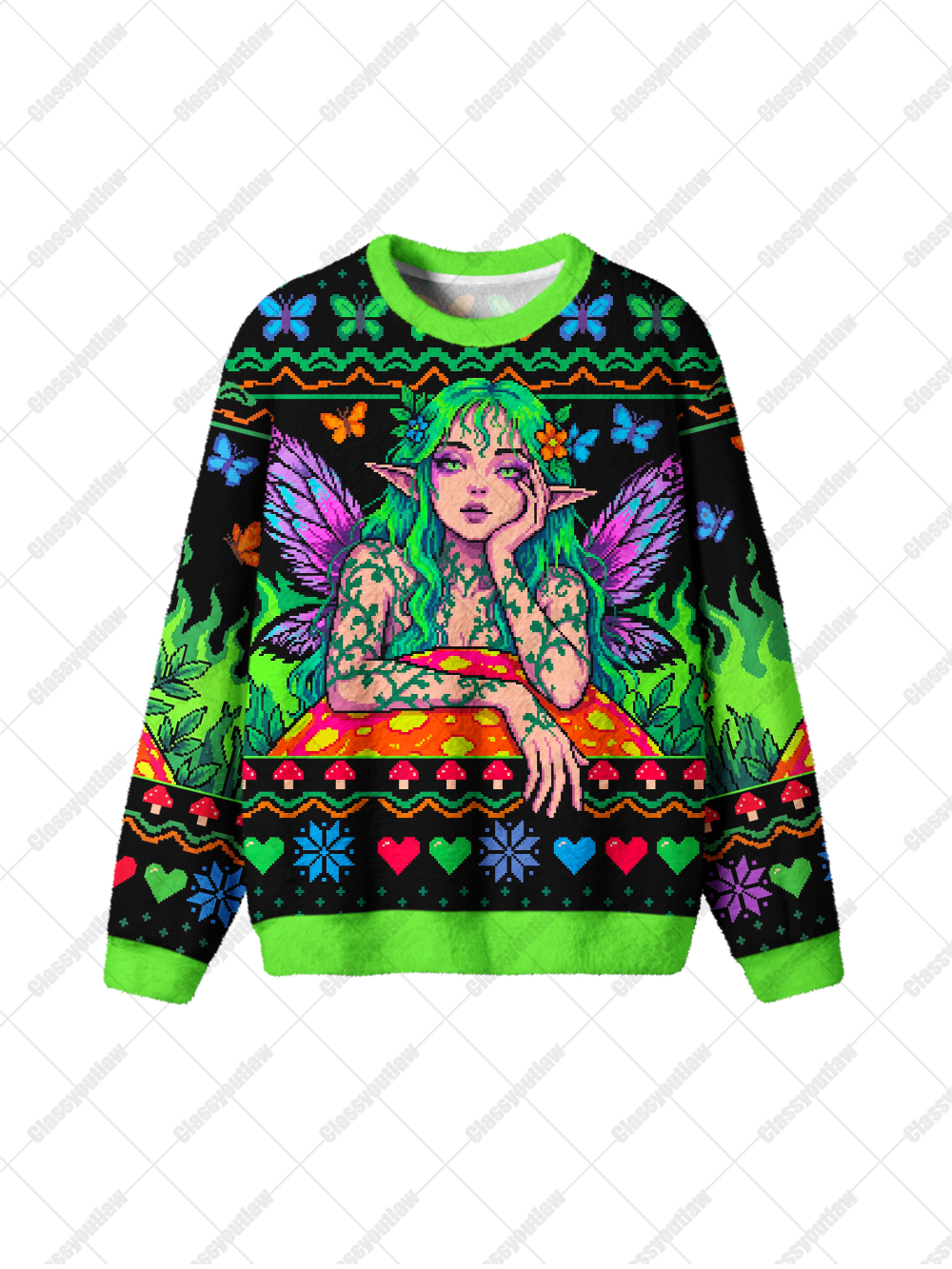 ELF WINGS UGLY CHRISTMAS SWEATSHIRT