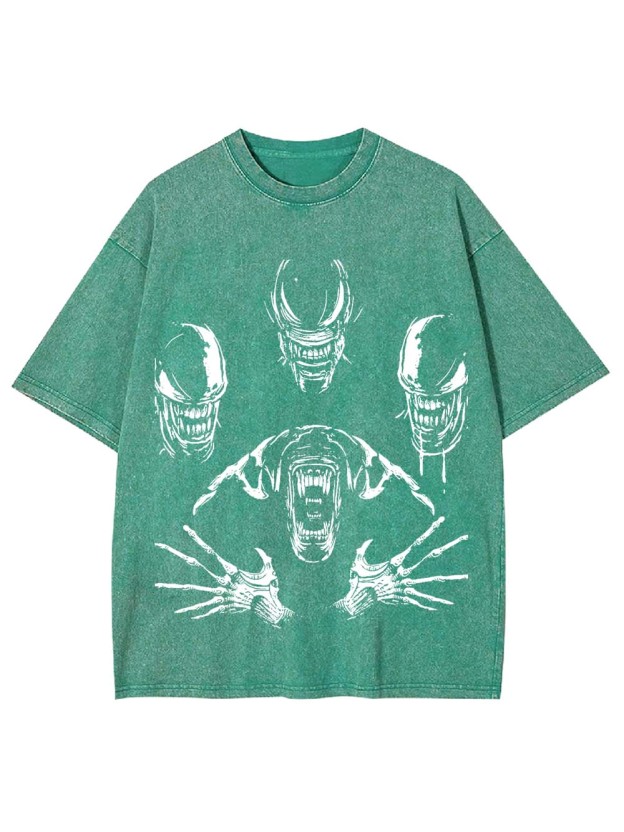 Monster Skeleton Roaring Washed Tshirt