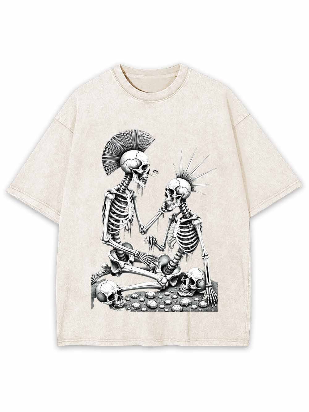 Skeleton Couple Washed Tshirt