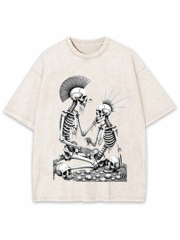 Skeleton Couple Washed Tshirt