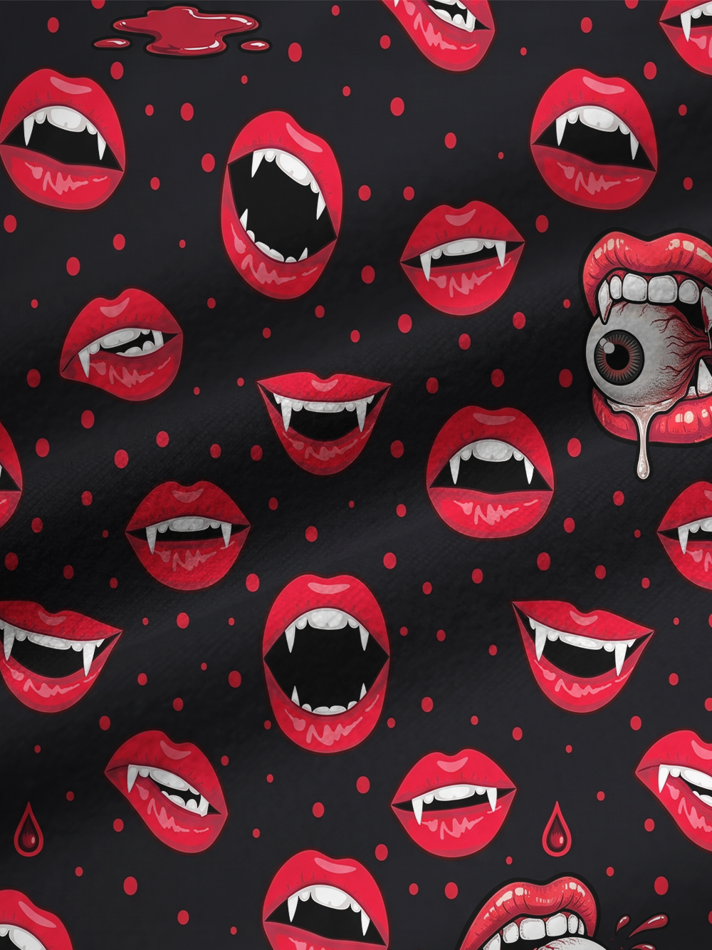 EVIL LIPS FULL-PRINT SPAGHETTI-STRAP TOP