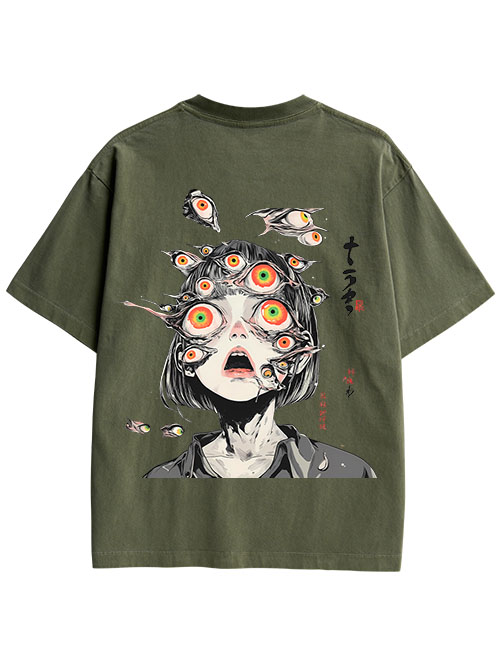 MULTITUDE OF GAZES DOUBLE SIDED PRINT WASHED TSHIRT