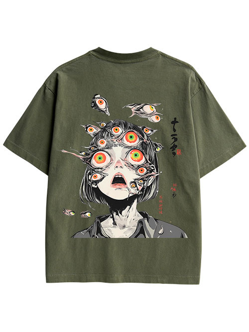 MULTITUDE OF GAZES DOUBLE SIDED PRINT WASHED TSHIRT