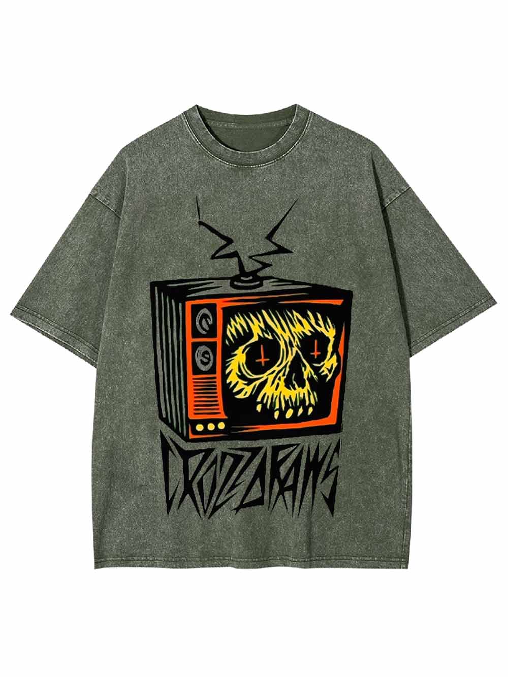 DISTORTED SKULL TV WASHED TSHIRT