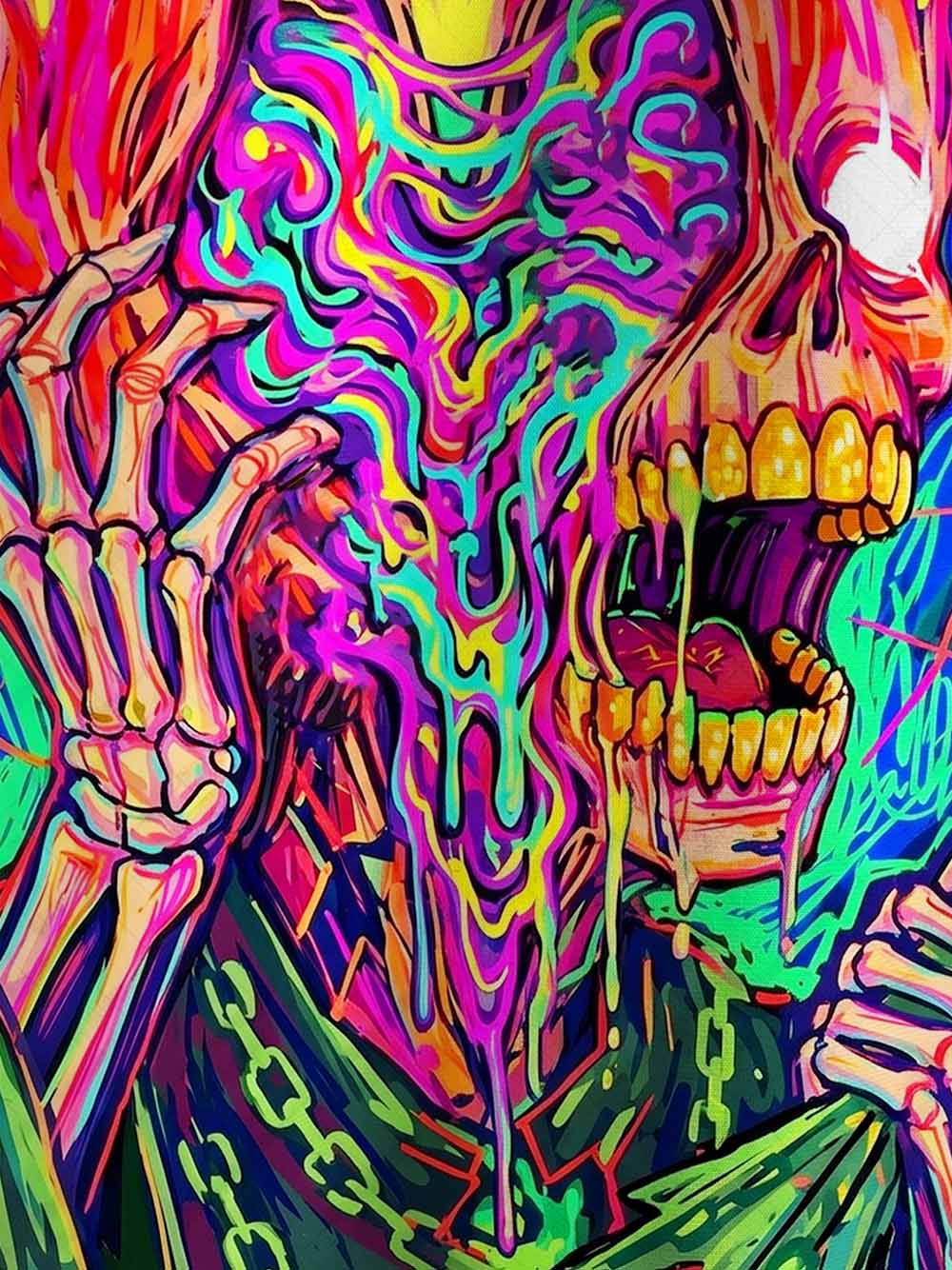 NEON MELTING SKULL ECO OVERSIZED GRAPHIC TEES