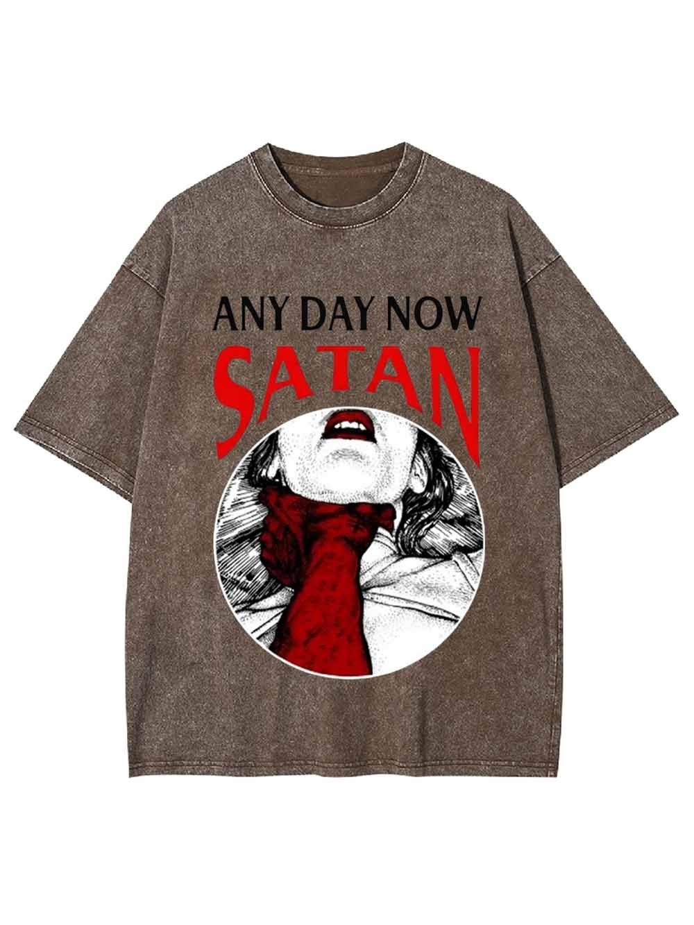 ANY DAY NOW SATAN Washed Tshirt