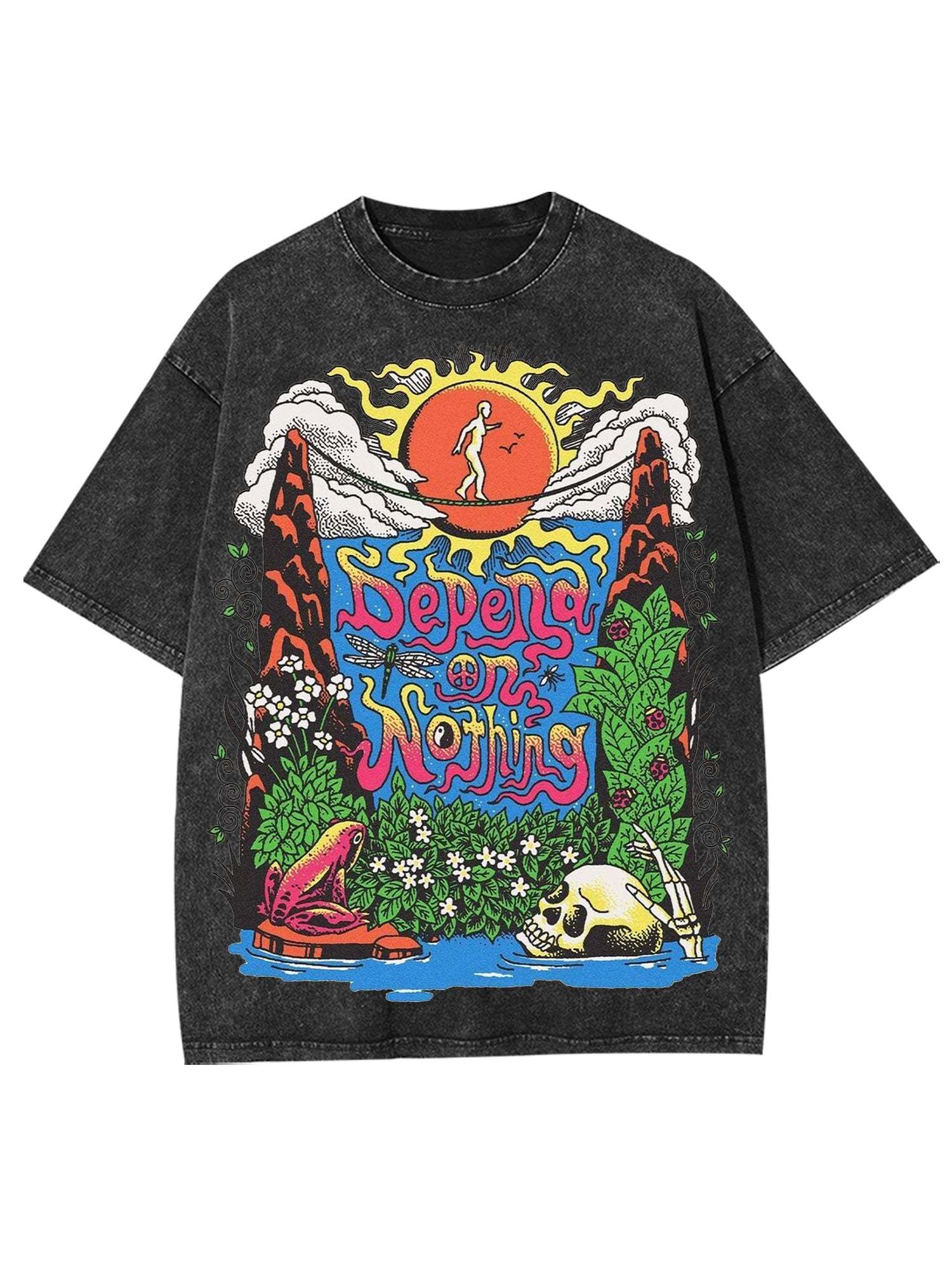 Depend On Nothing Washed Tshirt-ClassyOutlaw Sale