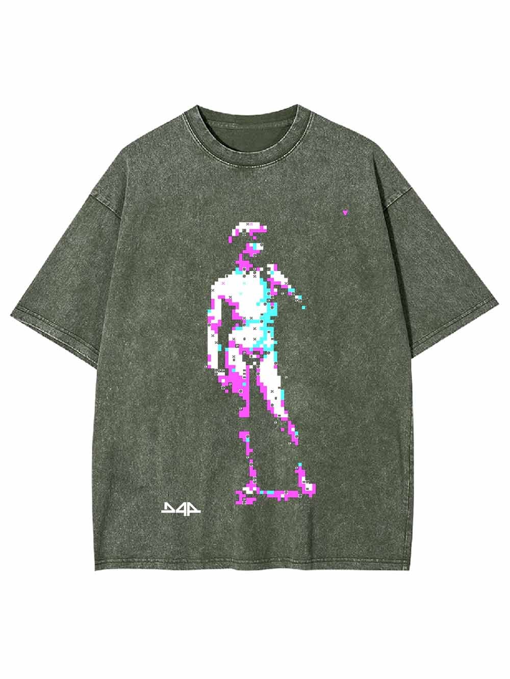 Vaporwave Pixel David Washed Tshirt